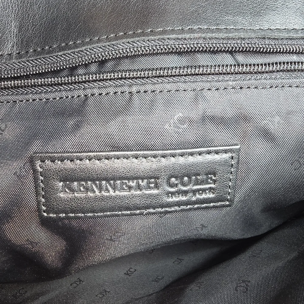 Good Condition Black Flap Kenneth Cole Leather Laptop Bag